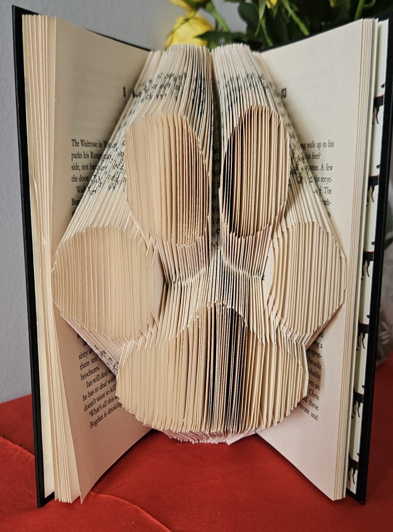 Folded Book Art. Paw print. Recycled Book Gift.