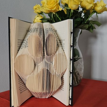 Folded Book Art. Paw print. Recycled Book Gift.