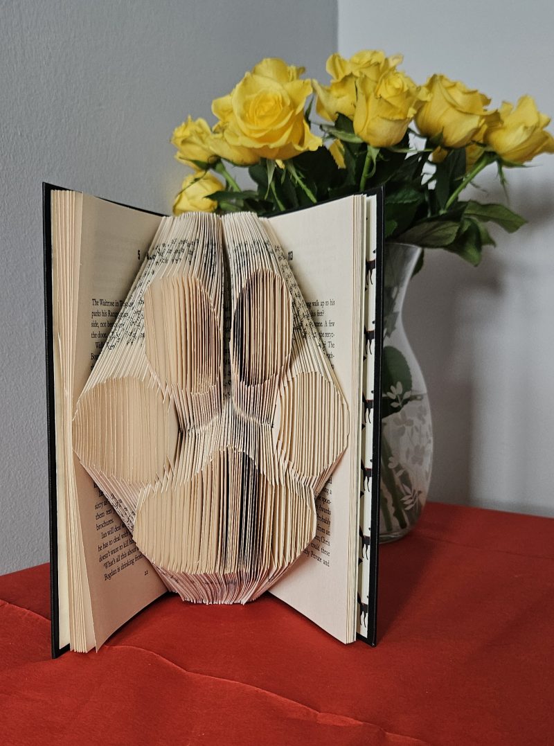 Folded Book Art. Paw print. Recycled Book Gift.