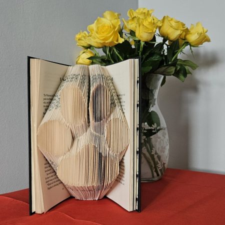 Folded Book Art. Paw print. Recycled Book Gift.