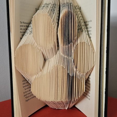 Folded Book Art. Paw print. Recycled Book Gift.