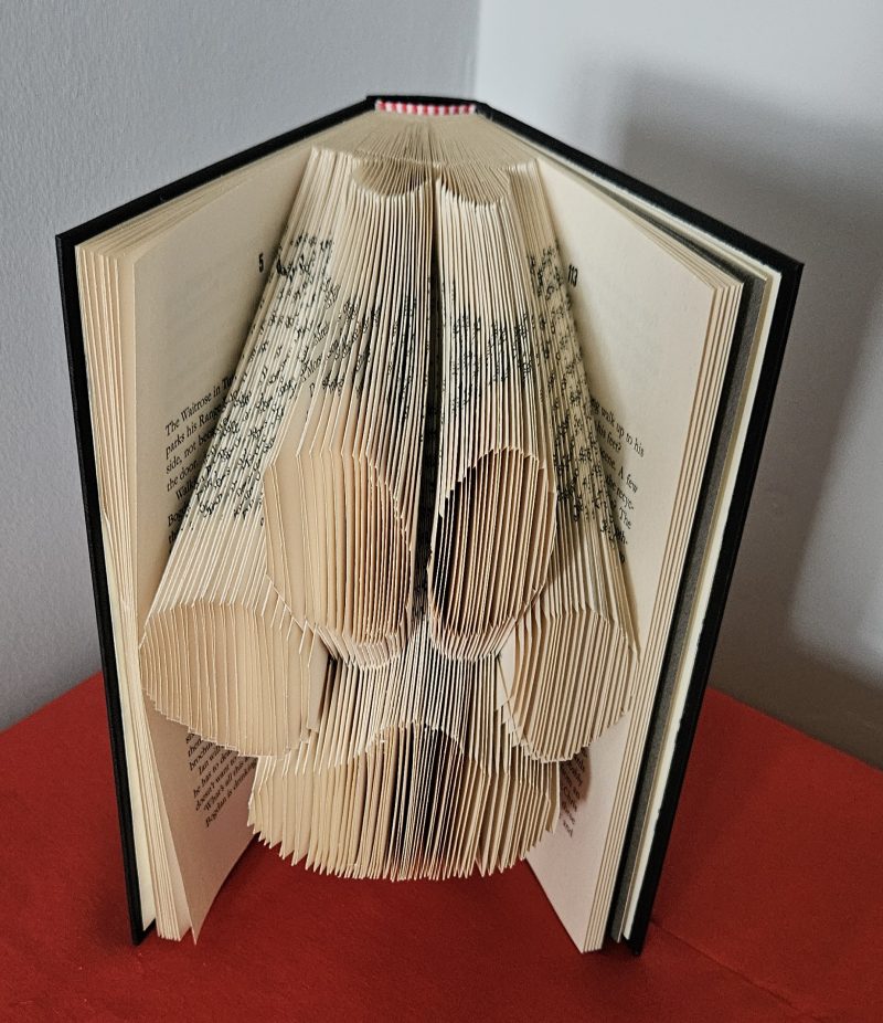 Folded Book Art. Paw print. Recycled Book Gift.