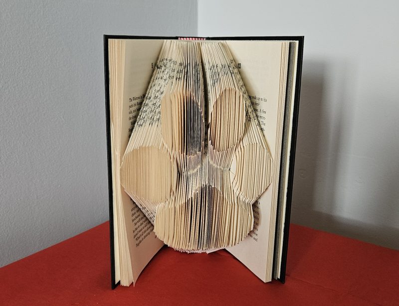 Folded Book Art. Paw print. Recycled Book Gift.