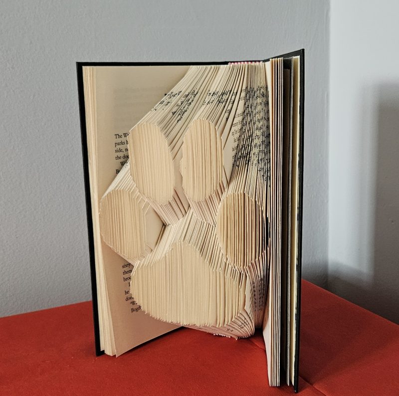 Folded Book Art. Paw print. Recycled Book Gift.