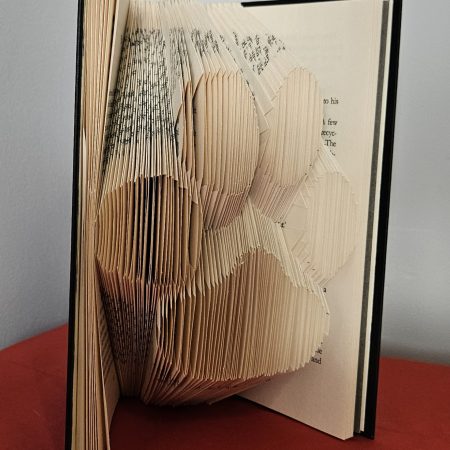 Folded Book Art. Paw print. Recycled Book Gift.