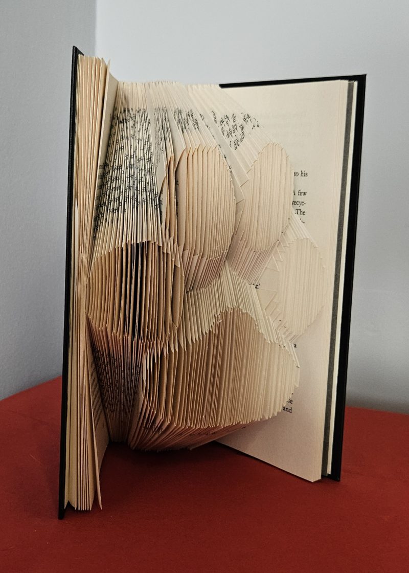 Folded Book Art. Paw print. Recycled Book Gift.