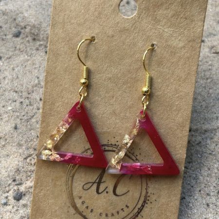 Resin triangle earrings with gold