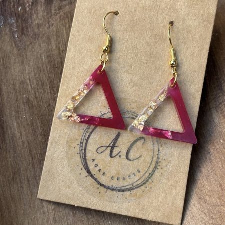 Resin triangle earrings with gold