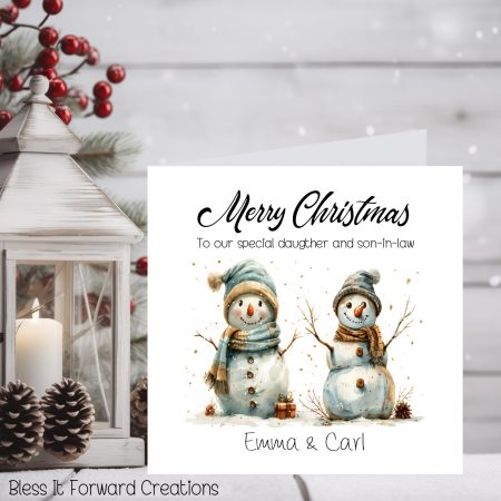 Personalised Snowman Couple Christmas Card: Custom Stationery