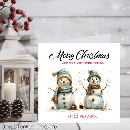 Personalised Snowman Couple Christmas Card: Custom Stationery