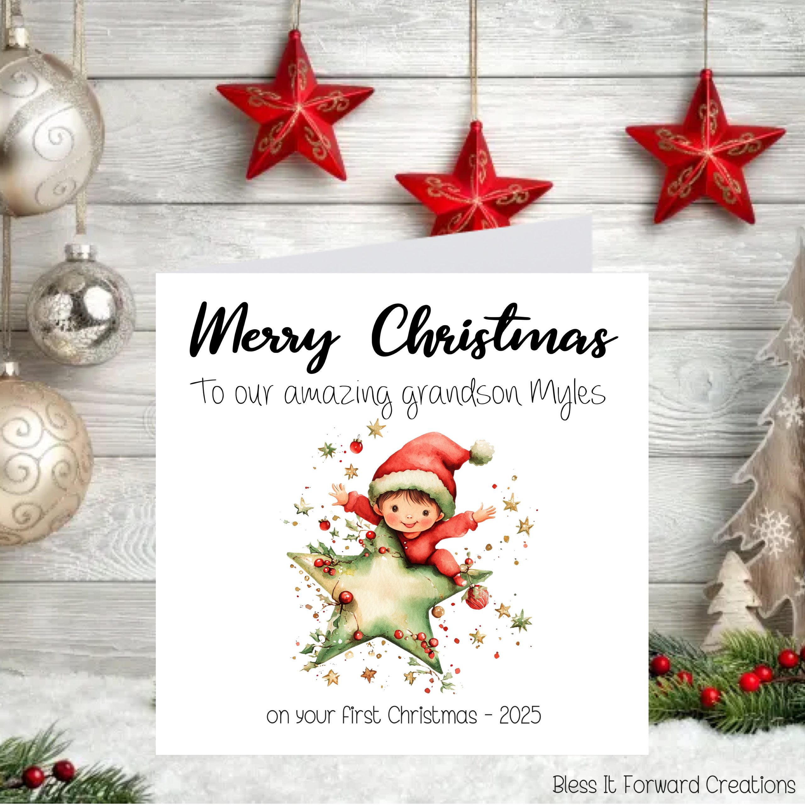 Personalised First Christmas Card: Grandchild, Niece, Nephew