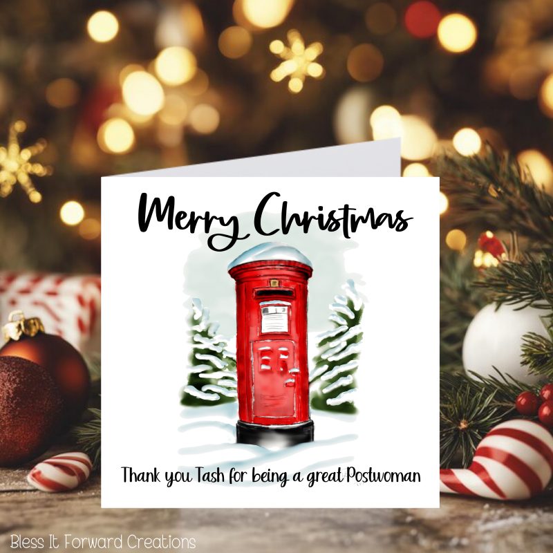 Personalised Postal Worker Christmas Card: Postman/Postwoman Thank You