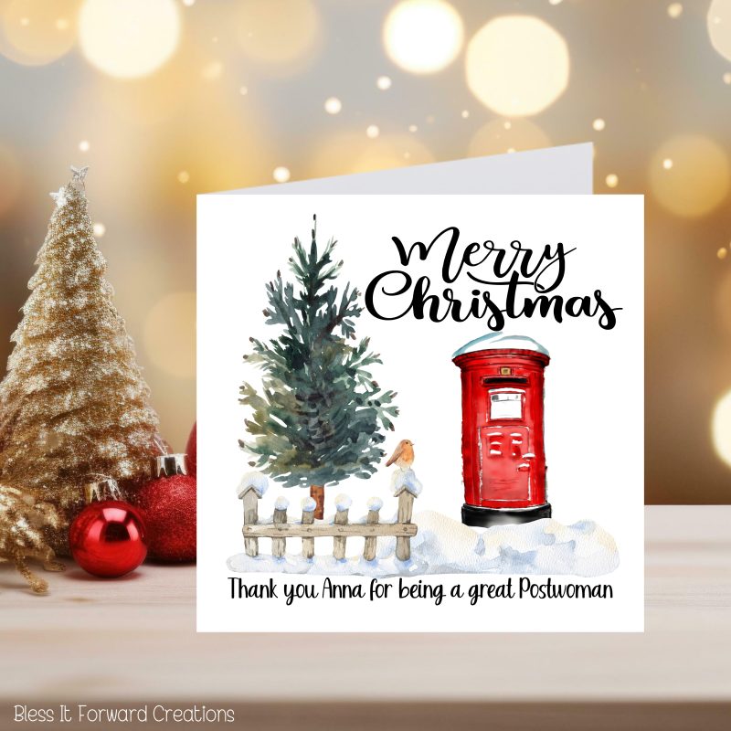 Personalised Postal Worker Christmas Card: Postman/Postwoman Thank You
