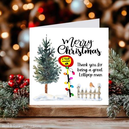 Personalised Lollipop Man/Lady Christmas Card: School Crossing Thank You