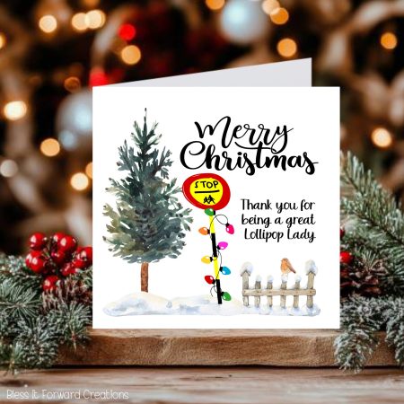 Personalised Lollipop Man/Lady Christmas Card: School Crossing Thank You