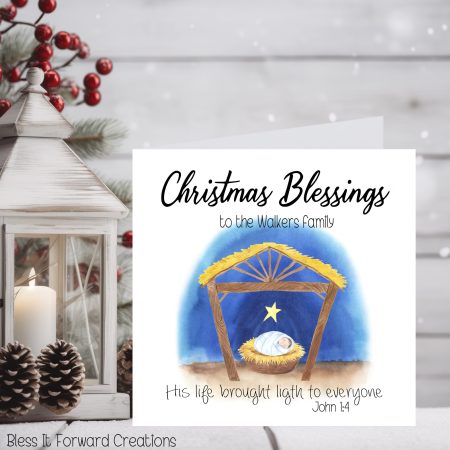 Personalised Nativity Christmas Card: Christian Faith Stationery