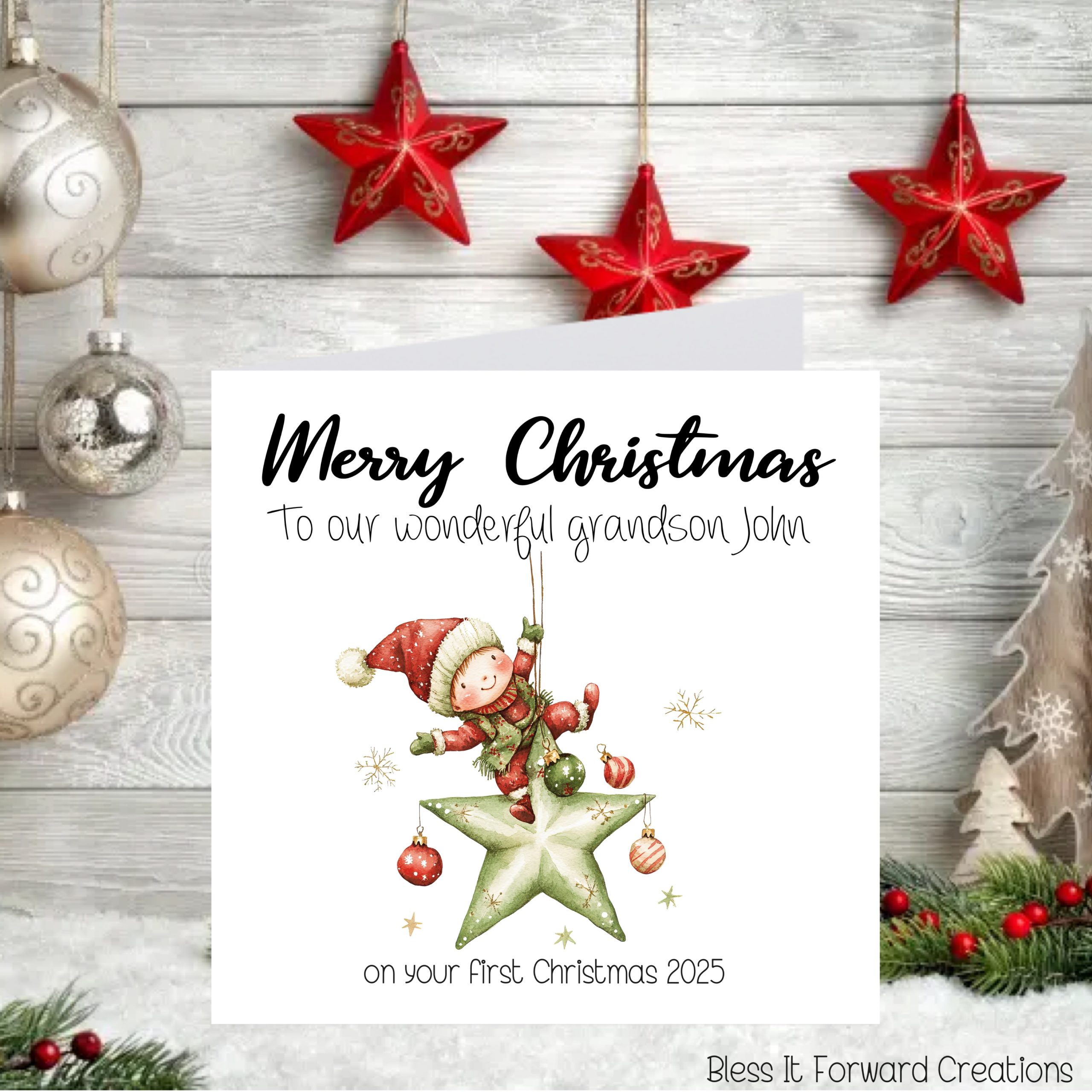Personalised First Christmas Card: Grandchild, Niece, Nephew