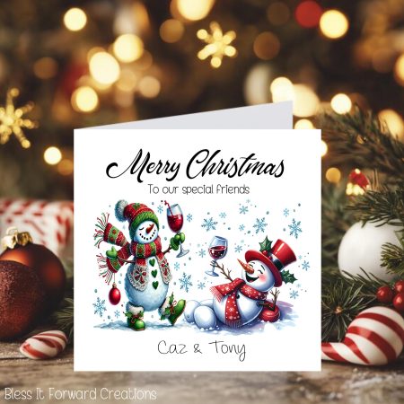 Personalised Snowman Couple Christmas Card: Custom Stationery