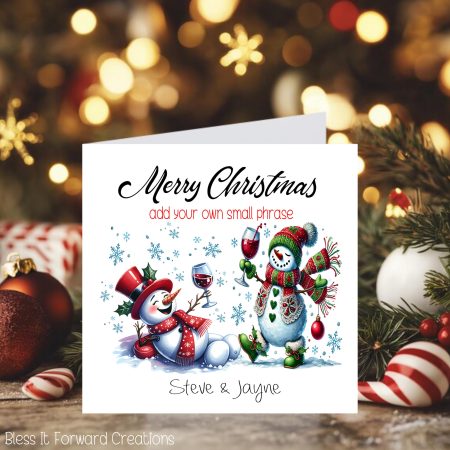 Personalised Snowman Couple Christmas Card: Custom Stationery