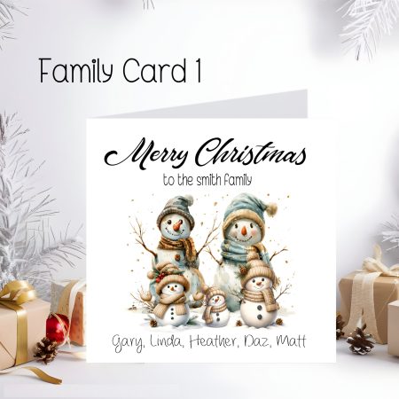 Personalised Snow Family Christmas Card, Personalised Cards - Son, Daugther, Son-in-law, Daugther-i