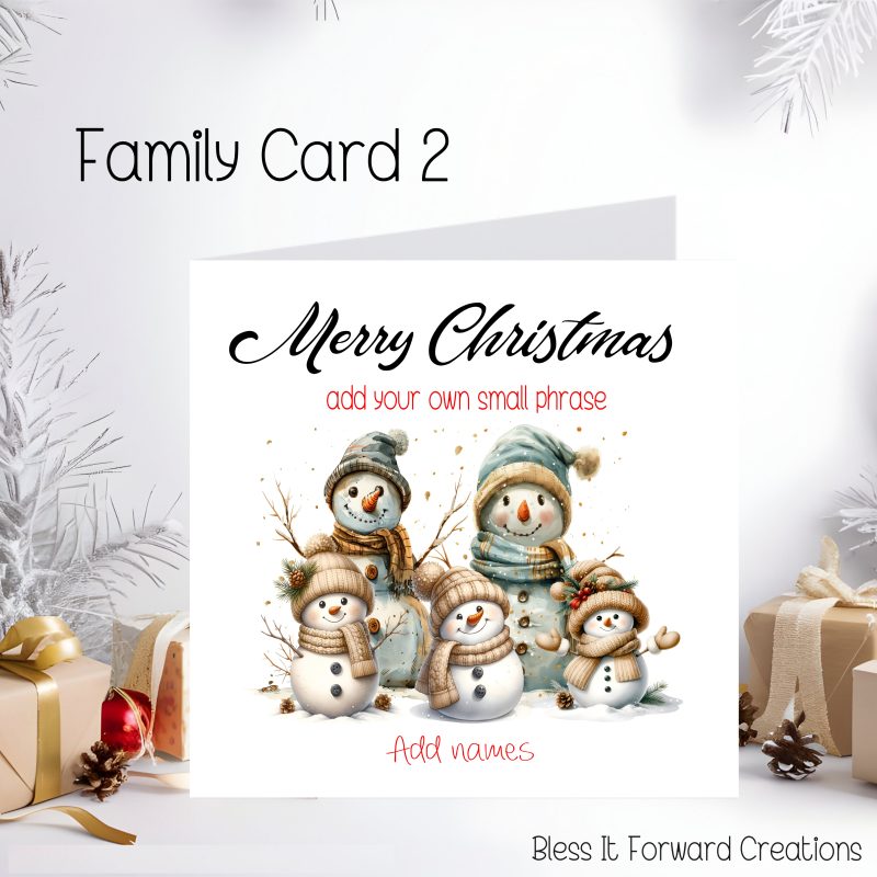 Personalised Snow Family Christmas Card, Personalised Cards - Son, Daugther, Son-in-law, Daugther-i