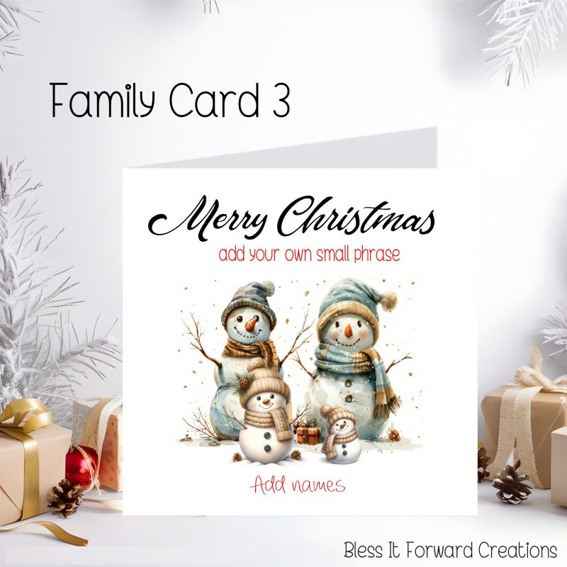 Personalised Snow Family Christmas Card, Personalised Cards - Son, Daugther, Son-in-law, Daugther-i