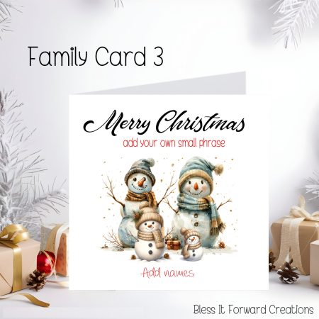 Personalised Snow Family Christmas Card, Personalised Cards - Son, Daugther, Son-in-law, Daugther-i