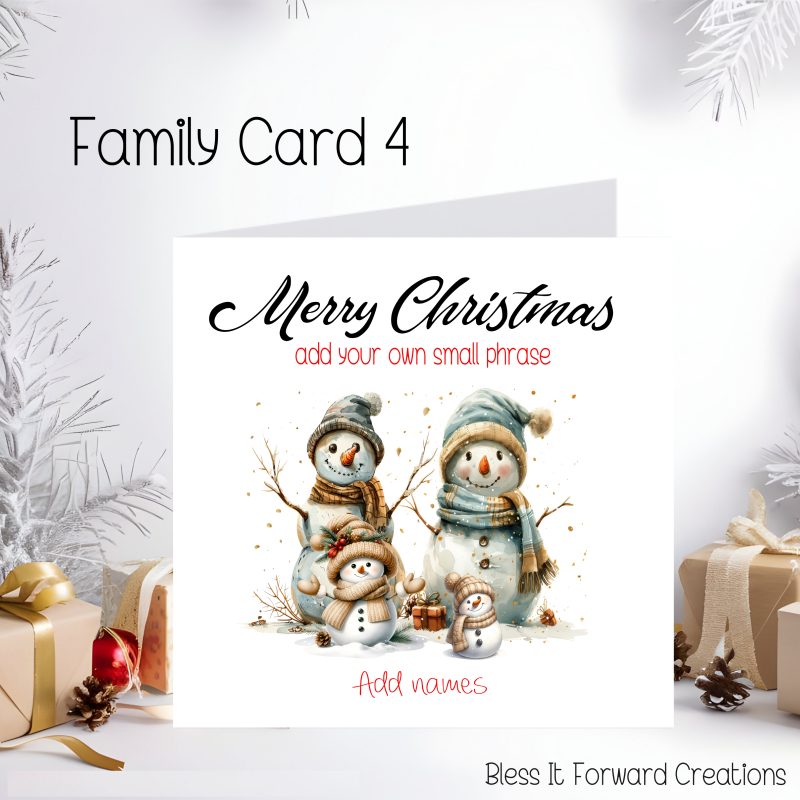 Personalised Snow Family Christmas Card, Personalised Cards - Son, Daugther, Son-in-law, Daugther-i