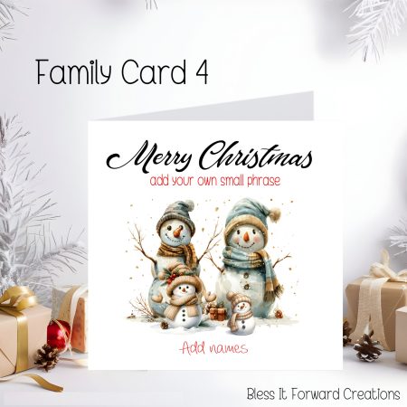Personalised Snow Family Christmas Card, Personalised Cards - Son, Daugther, Son-in-law, Daugther-i