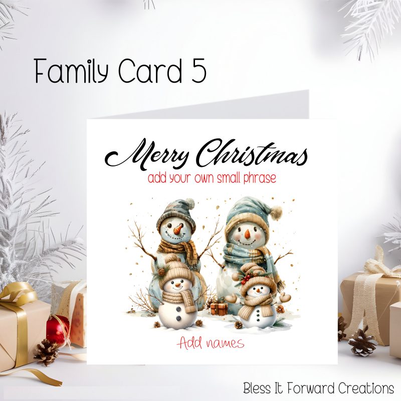Personalised Snow Family Christmas Card, Personalised Cards - Son, Daugther, Son-in-law, Daugther-i