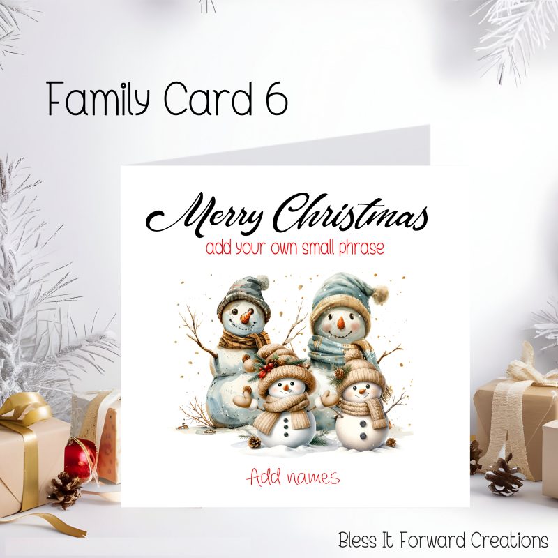 Personalised Snow Family Christmas Card, Personalised Cards - Son, Daugther, Son-in-law, Daugther-i