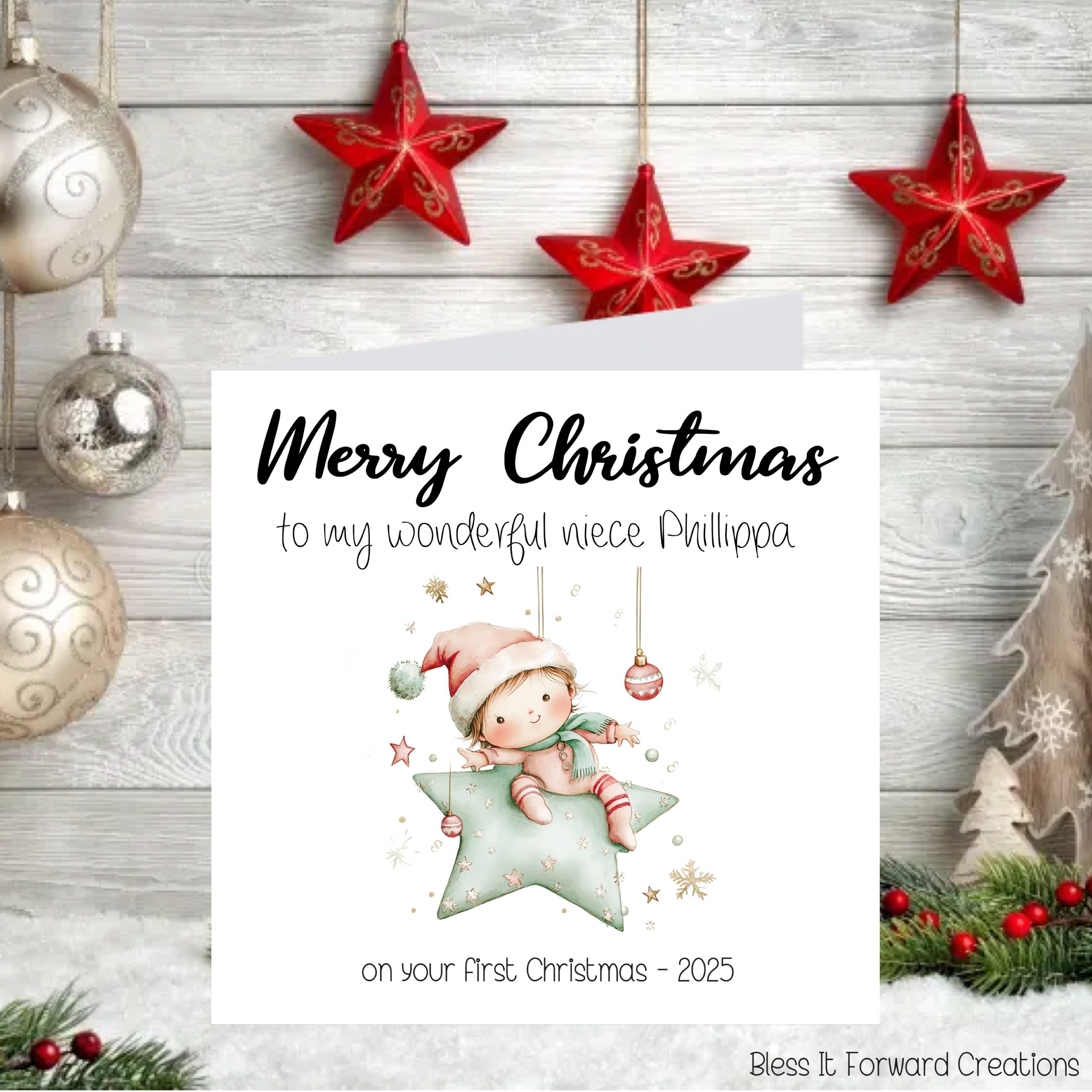 Personalised First Christmas Card: Grandchild, Niece, Nephew