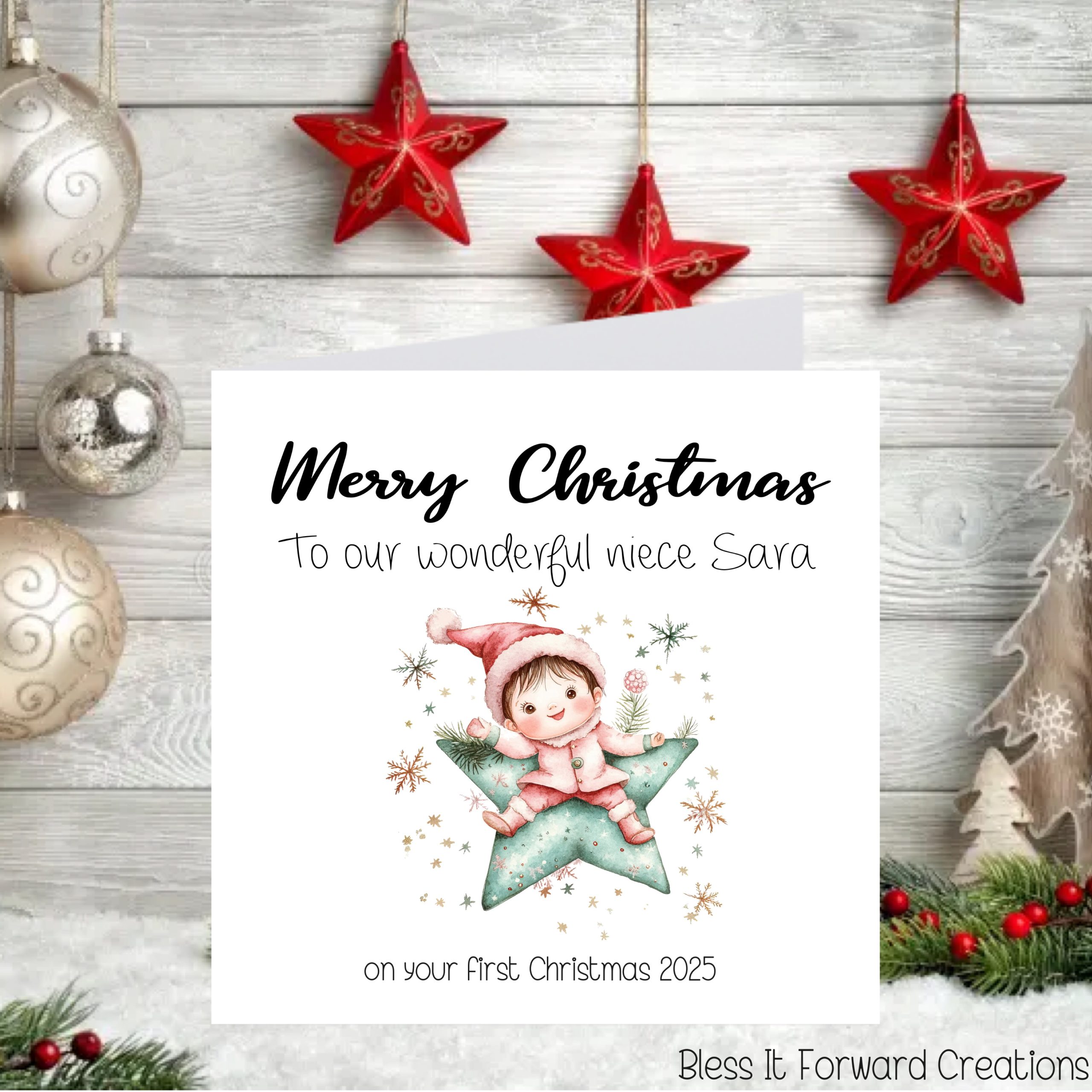 Personalised First Christmas Card: Grandchild, Niece, Nephew