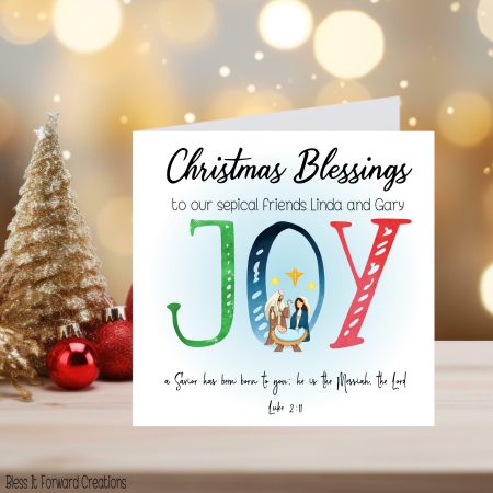 Personalised Joy Christmas Card, A Savior has been born to you; Luke 2:11, Christ Faith Stationery