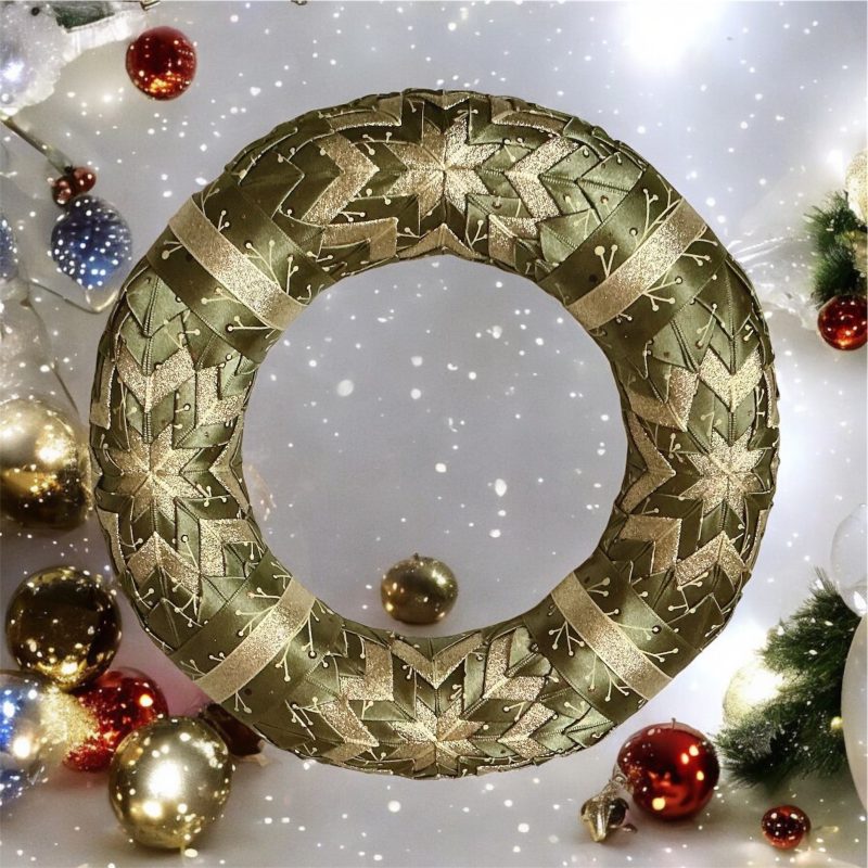 Christmas Wreath made from ribbon.