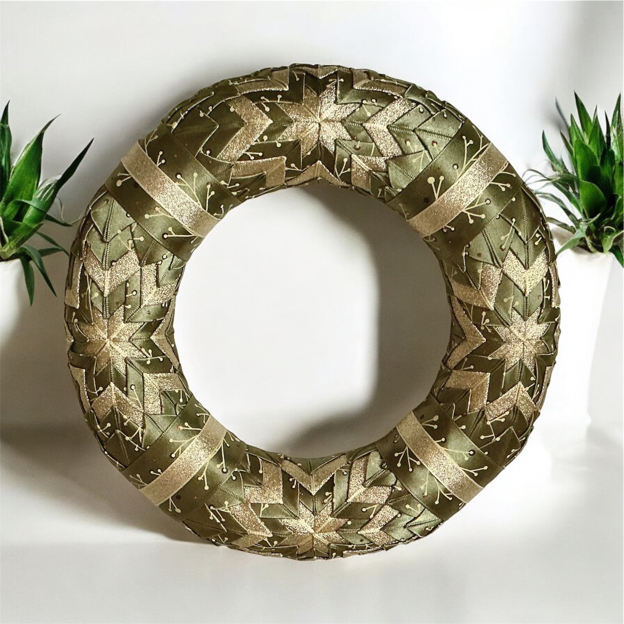 Christmas Wreath made from ribbon.