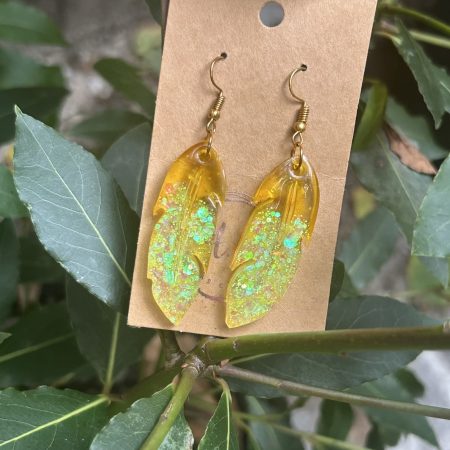 Resin earrings lemon leaves
