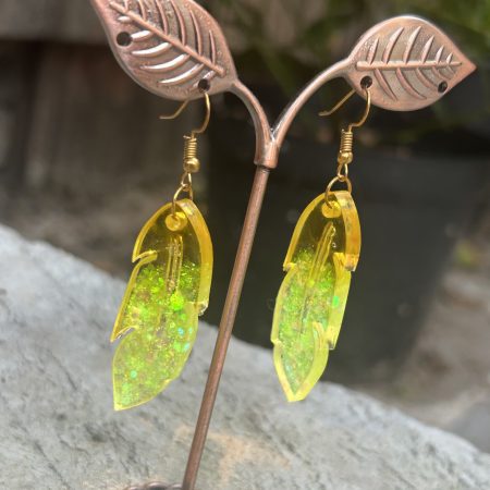 Resin earrings lemon leaves