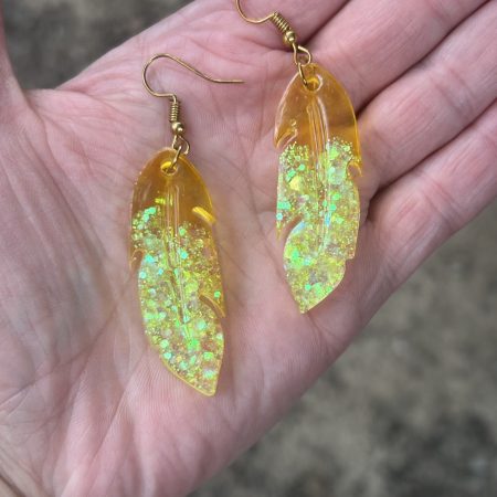 Resin earrings lemon leaves