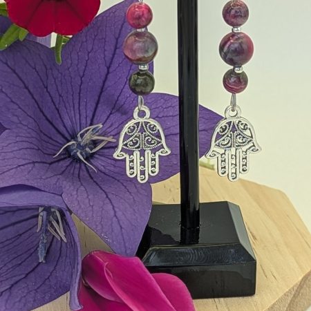 Tourmaline jade and Hamza earrings
