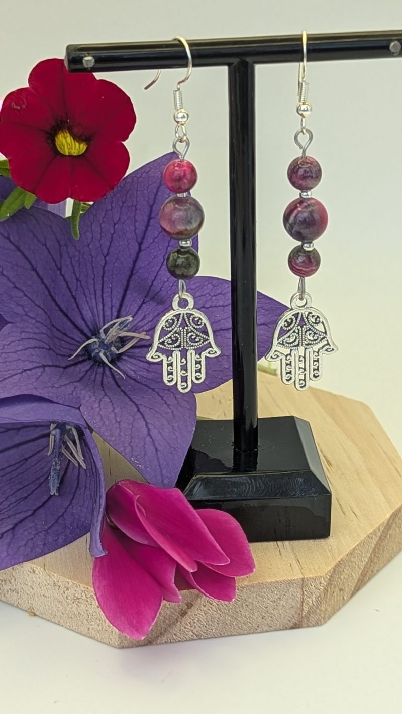 Tourmaline jade and Hamza earrings