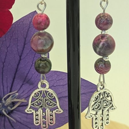 Tourmaline jade and Hamza earrings