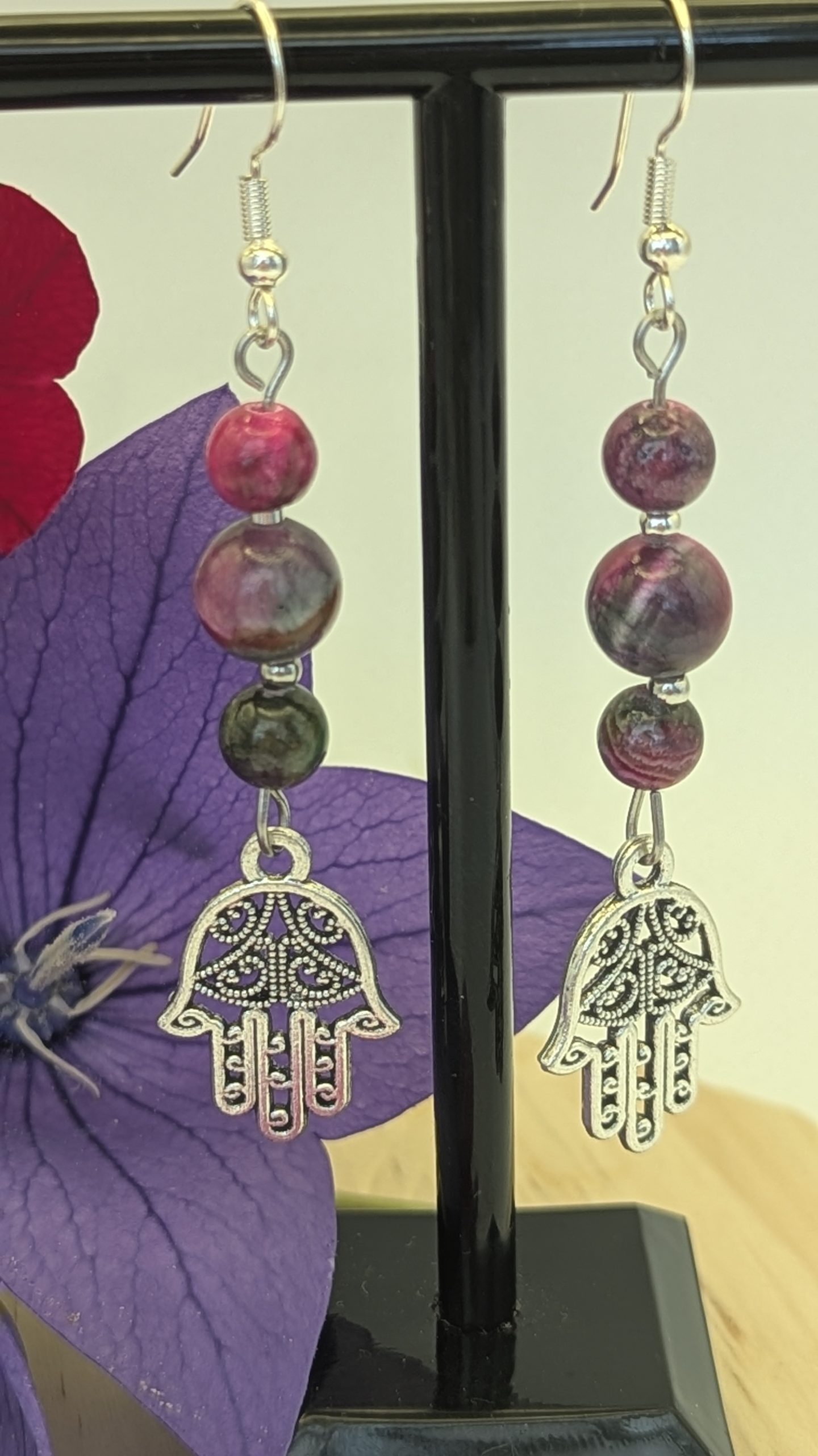 Tourmaline jade and Hamza earrings