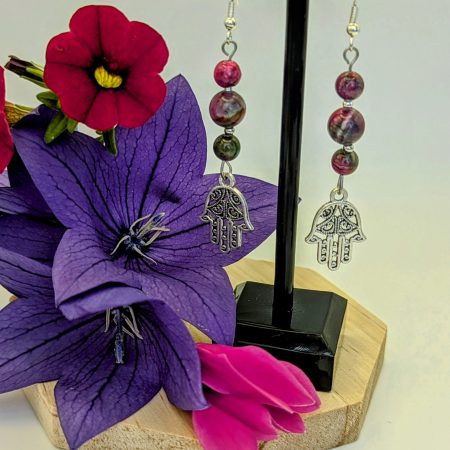 Tourmaline jade and Hamza earrings
