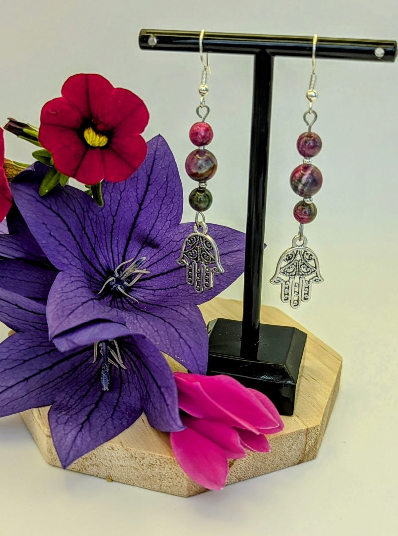 Tourmaline jade and Hamza earrings