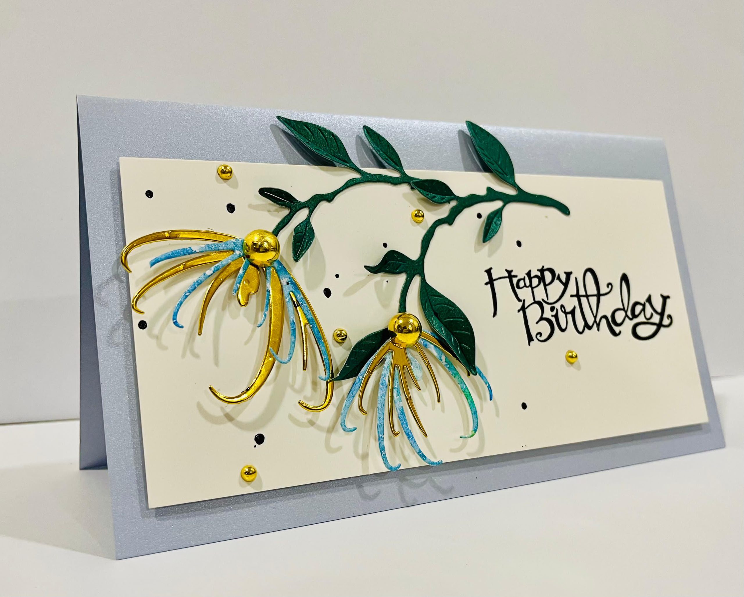 Happy Birthday Cards with 3D Flowers (Blank Inside) - Handmade In Sri Lanka