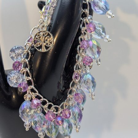 Crystal bracelet with tree of life charm