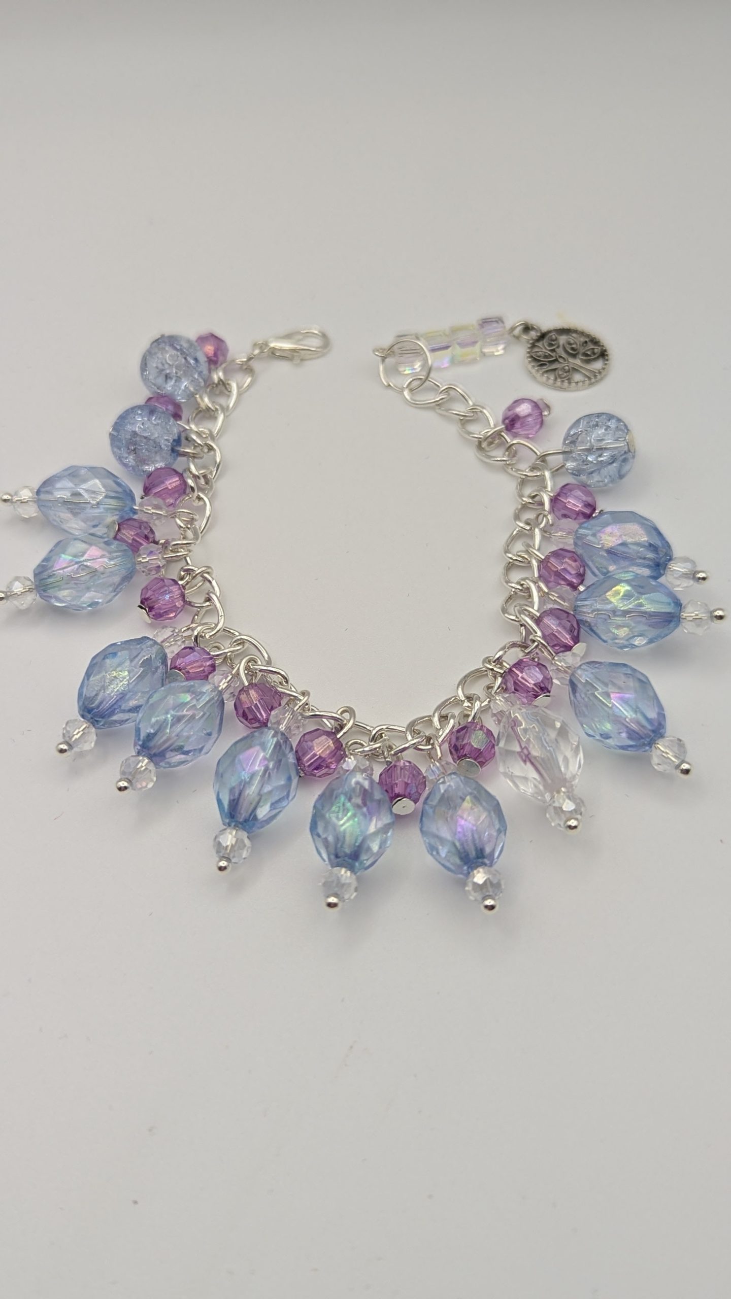 Crystal bracelet with tree of life charm