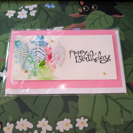 Happy Birthday Cards with 3D Leaves (Blank Inside) - Handmade In Sri Lanka
