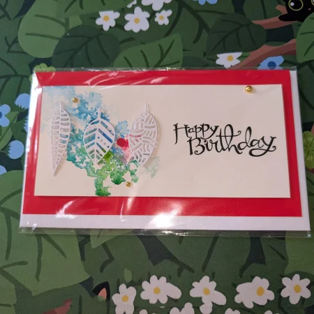 Happy Birthday Cards with 3D Leaves (Blank Inside) - Handmade In Sri Lanka